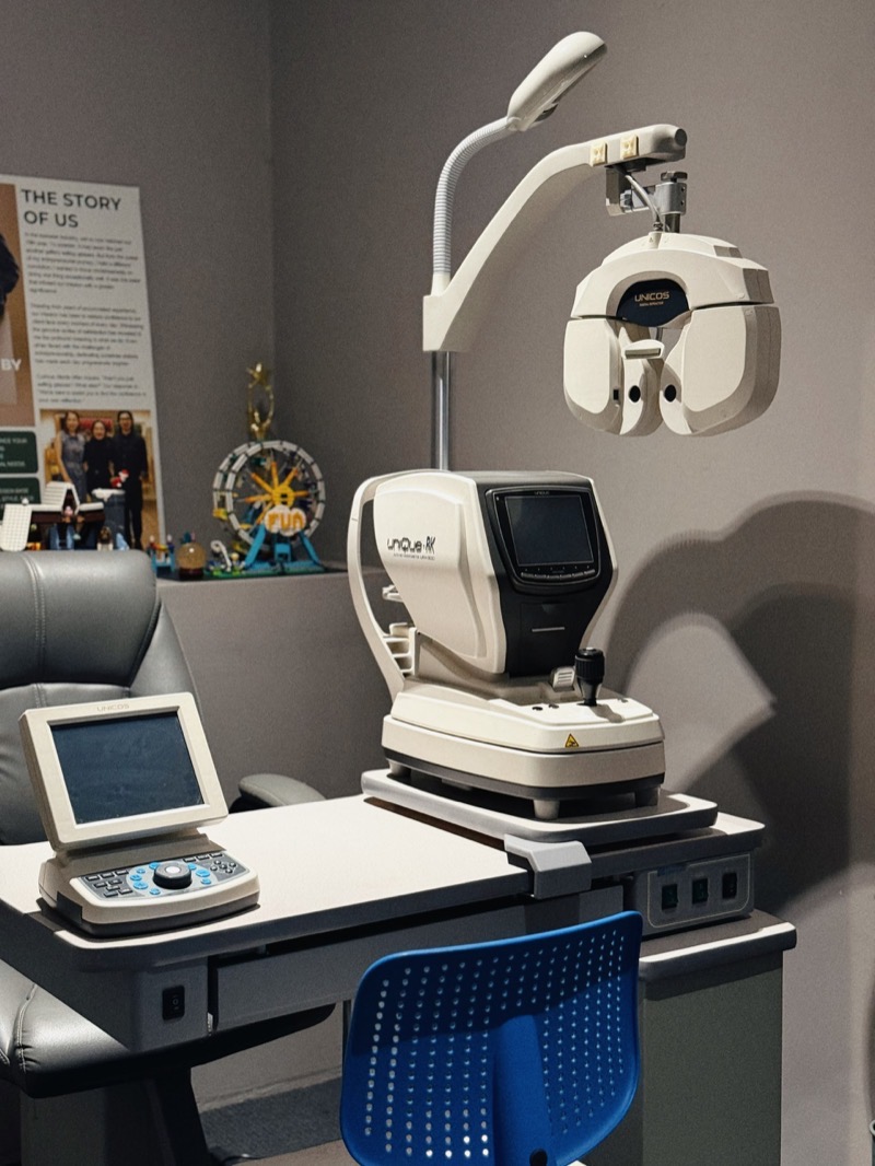 Clinical eye examination equipment used during assessment
